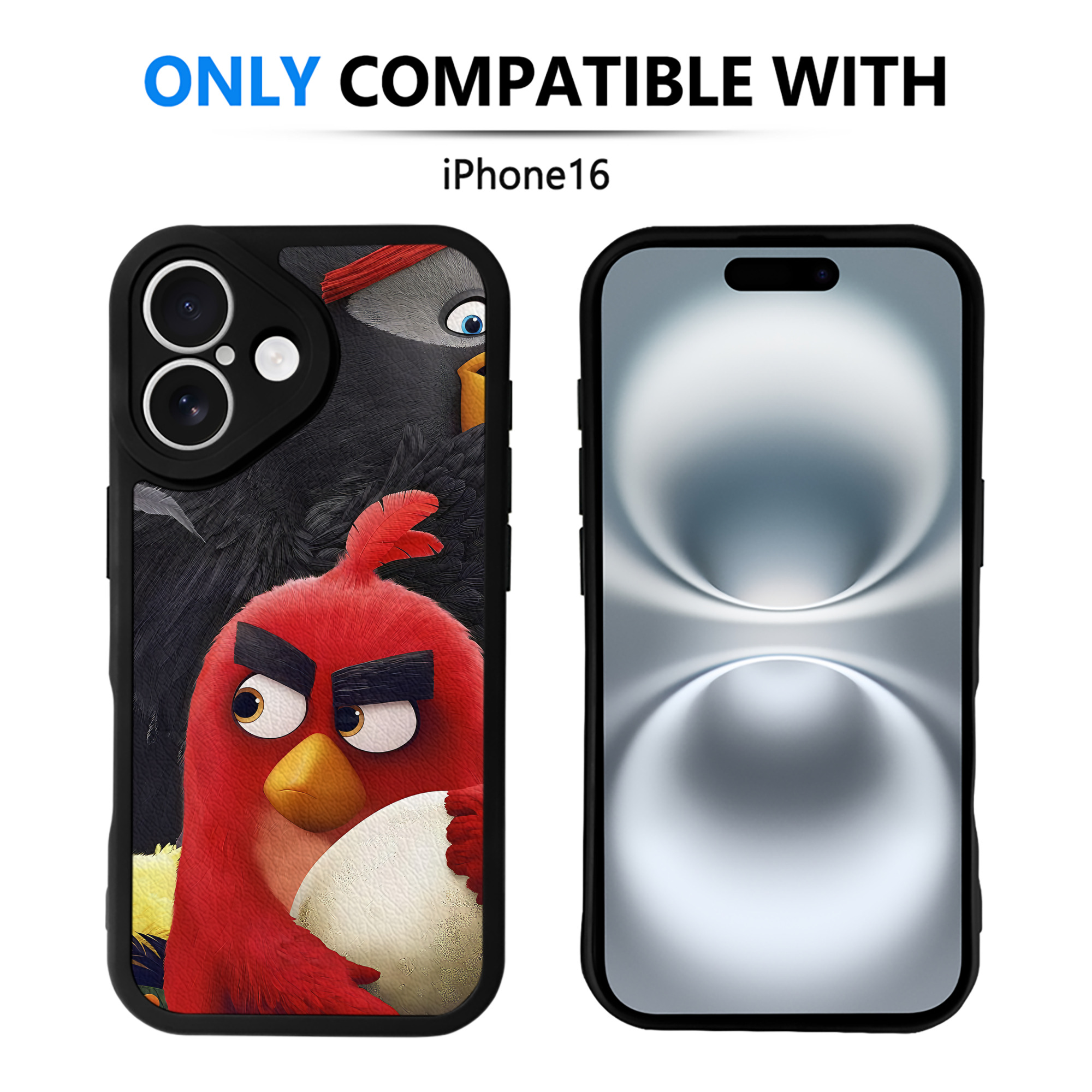 （画像用） Angry Birds アングリーバード 【iPhone 16シリーズ対応】シリコンスマホケース（レザー調） 材質：シリコン